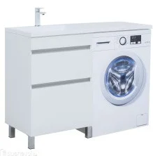 Aquanet Тумба с раковиной Вега 58 см, белая глянец