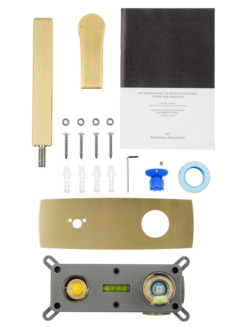 Приобрести смеситель для раковины встраиваемый wonzon & woghand brilliant, брашированное золото (ww-88869079-bg)