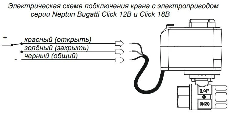 Приобрести neptun bugatti шаровой кран с электроприводом click 18в, диаметр 3/4