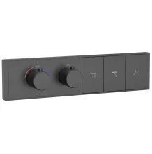 Термостатическая панель смесителя встраиваемая на 3 потребителя WONZON & WOGHAND, Темный графит (WW-INF163A-GM)