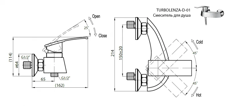 Приобрести cezares смеситель для душа turbolenza, хром turbolenza-d-01