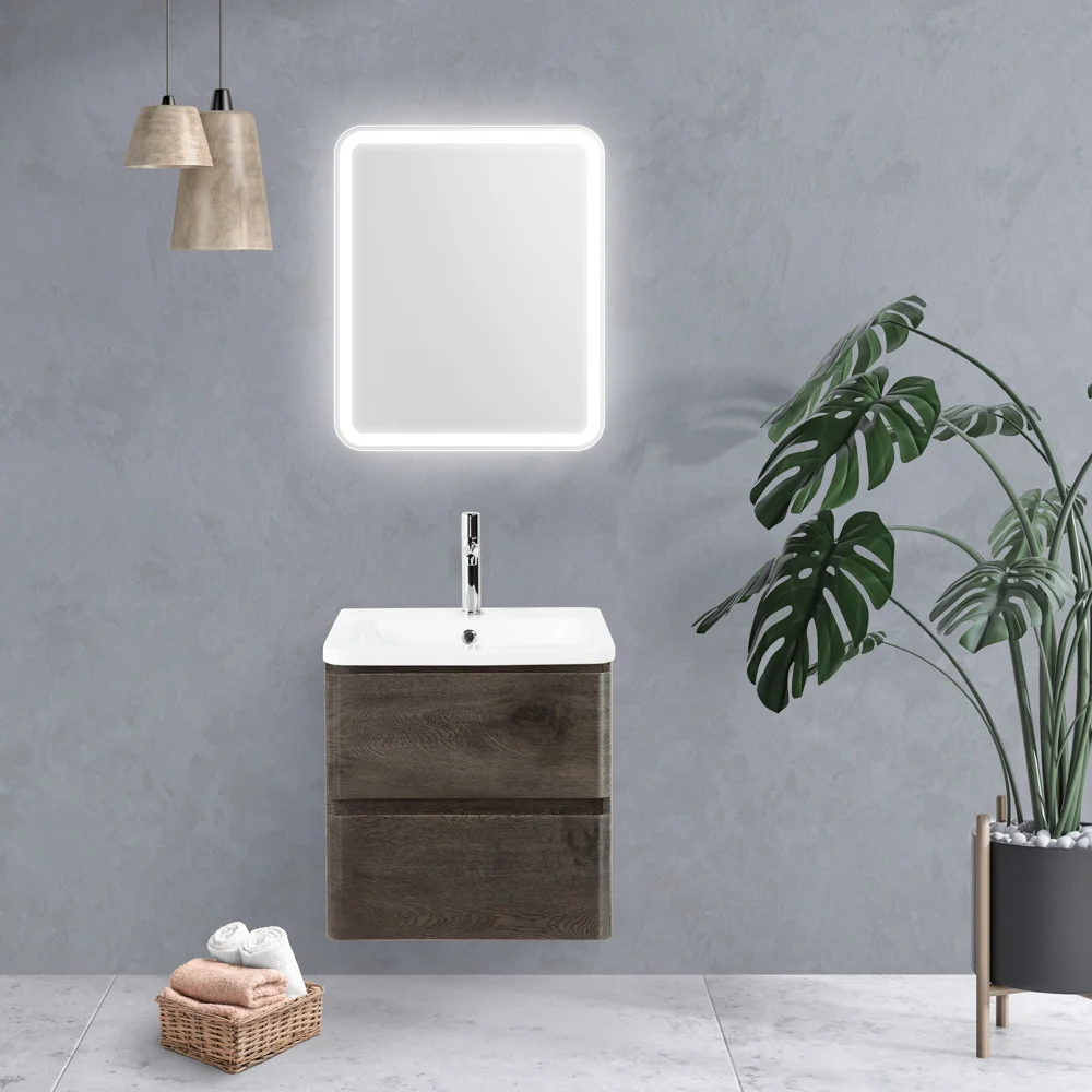 Приобрести belbagno тумба с раковиной albano-cer 50 см, подвесная rovere nature grigio, белая раковина