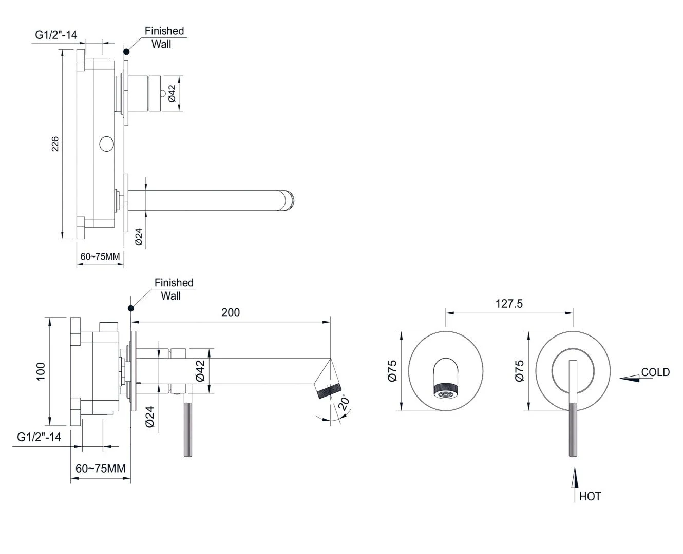 Приобрести hayzburg настенный смеситель для раковины, золото hb-4003go