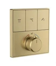 Термостатическая панель смесителя встраиваемая на 3 потребителя WONZON & WOGHAND, Брашированное золото (WW-INF363A-BG)