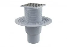 Сливной трап AlcaPlast APV203 Сливной трап 105 × 105/50/75, подводка – прямая, решетка из нерж стали, гидрозатвор – мокрый