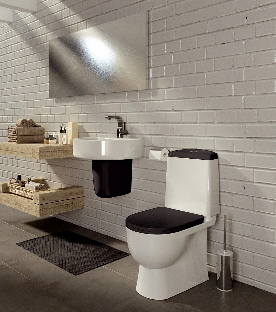 Приобрести sanita luxe best унитаз-компакт с быстросъемным сидением микролифт и черной крышкой