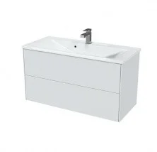 Mirsant Тумба SOLE ULTRA , подвесная с раковиной PREMIER 100 см, белый глянец УТ000068486