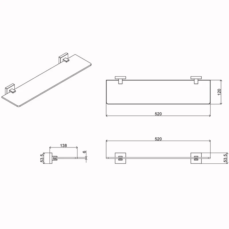 Приобрести azario стеклянная полка rina 520мм az-87003