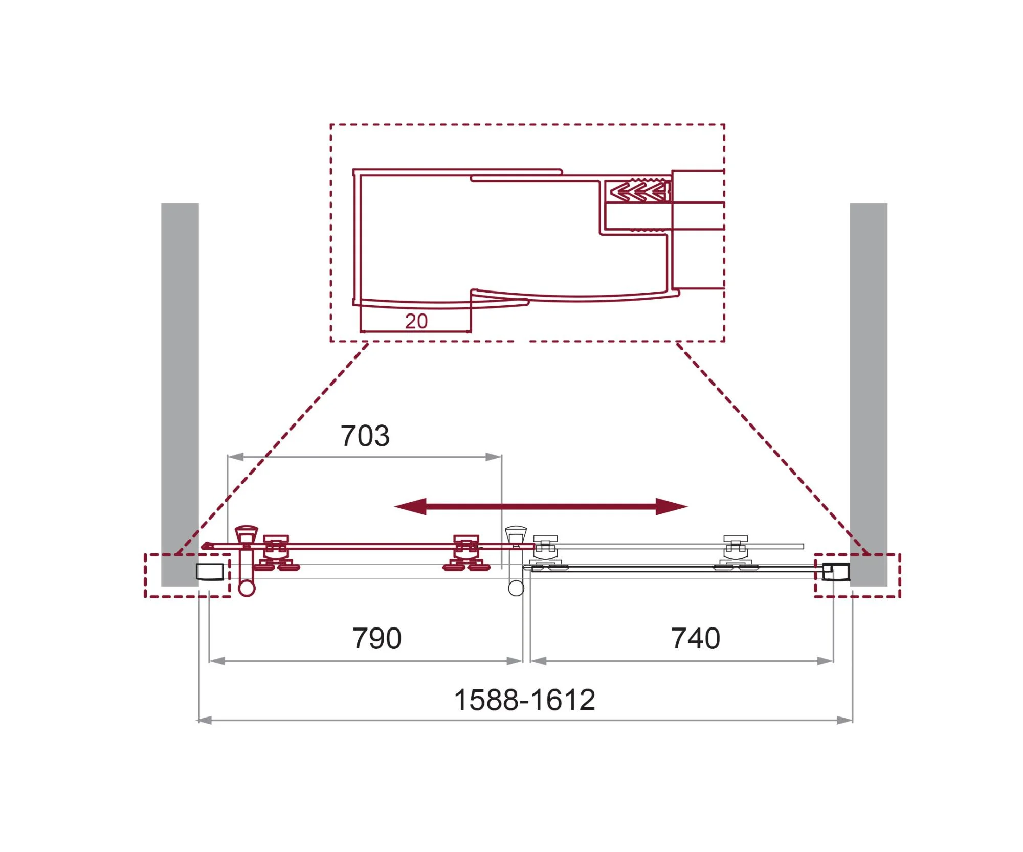 Приобрести belbagno душевая дверь 160 см uno-195-bf-1-160-p-cr