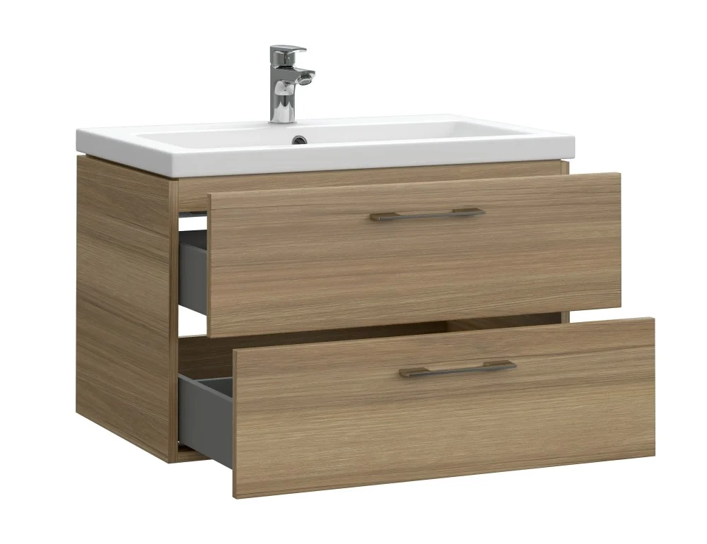 Приобрести тумба подвесная с раковиной cersanit lara 70 см, 2 ящика орех