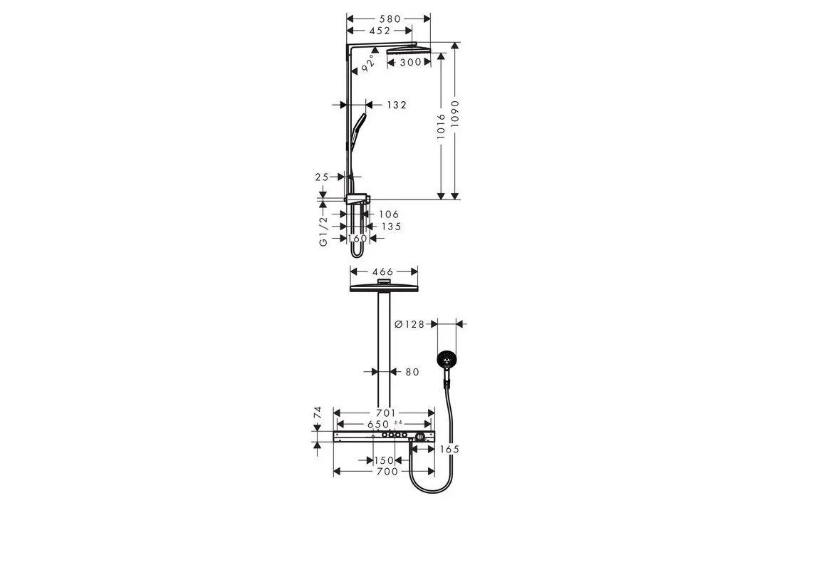 Приобрести душевая система с термостатом hansgrohe rainmaker select 460 3jet showerpipe 27106400