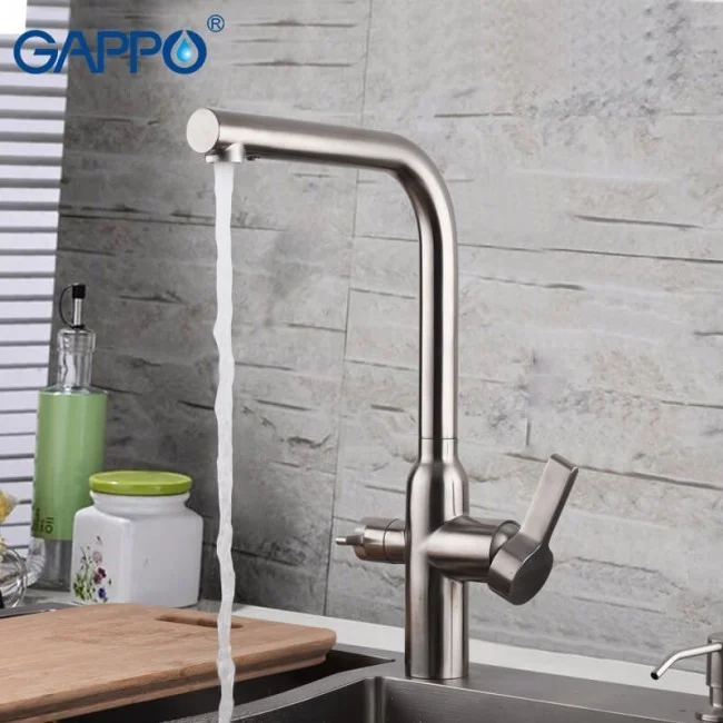 Приобрести gappo смеситель для кухни g4399-4 с фильтром и высоким изливом, сатин 35963