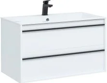 Aquanet Тумба с раковиной Lino 90 см, белая матовая