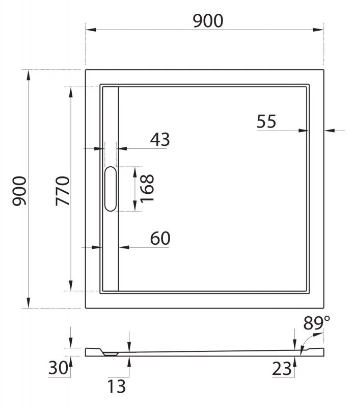 Приобрести cezares поддон из искусственного камня tray 90х90см tray-as-a-90-30-nero