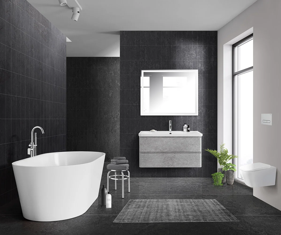 Приобрести belbagno тумба с раковиной albano 100 см, подвесная cemento verona grigio, белая раковина