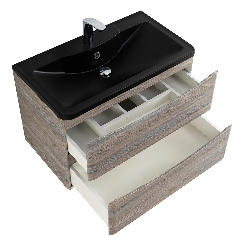 Приобрести belbagno тумба с раковиной acqua 80 см, подвесная pino scania, чёрная раковина