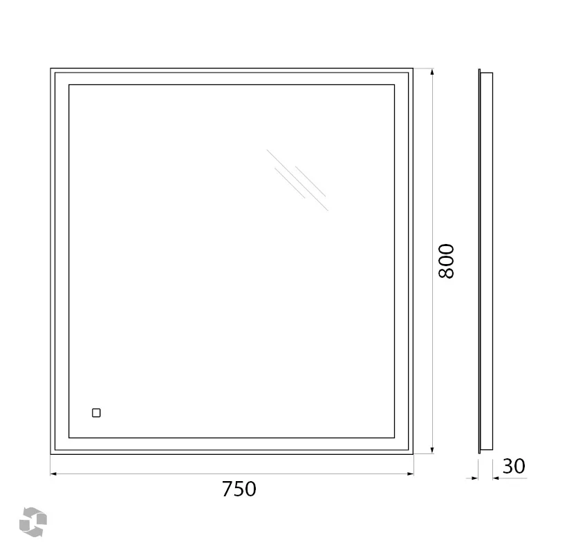 Приобрести belbagno зеркало 75х80 см spc-grt-750-800-led-tch