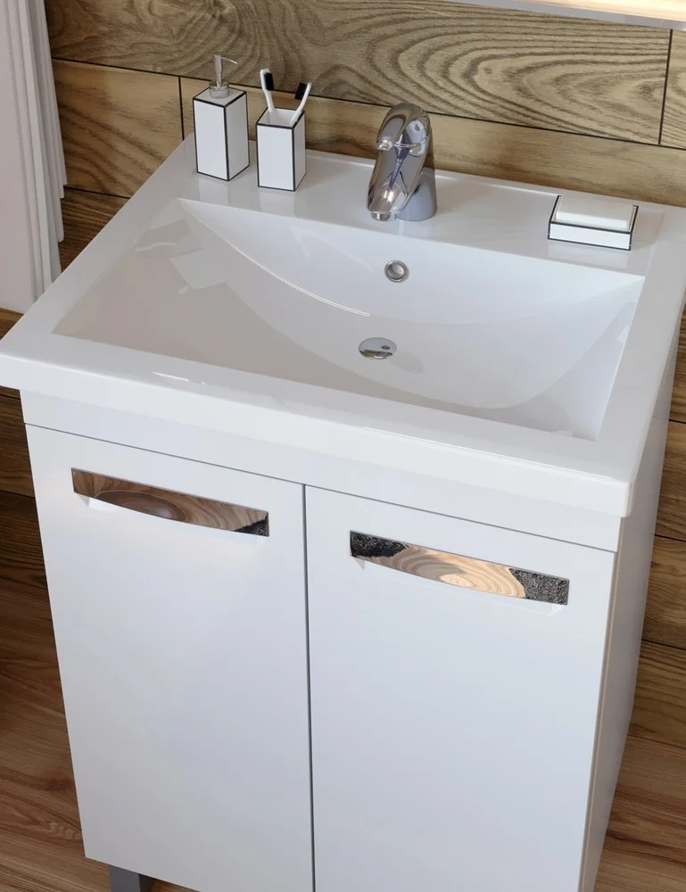 Приобрести vigo тумба с раковиной plaza 60см, 2 дверцы, напольная, белая tn.pla.fos.60.2d