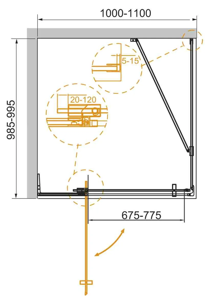 Приобрести cezares душевое ограждение slider 100х100 см, хром slider-ah-1-100-100/110-c-cr