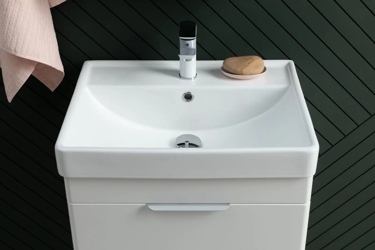 Приобрести aquanet тумба с раковиной ирис new 81 см, белая глянец (1 ящик, 2 дверцы)