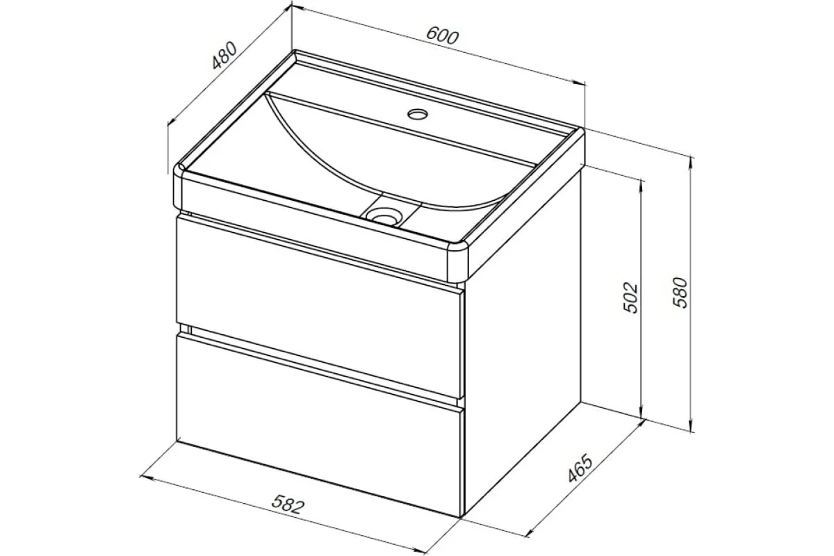 Приобрести aquanet тумба с раковиной вега 60 см, (2 ящика)
