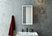 Continent Зеркало шкаф с подсветкой Mirror Box black 35х65 см, сенсорный включатель, правосторонее, черное