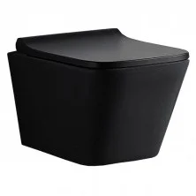 Azario Унитаз подвесной Teramo, безободковый с крышкой микролифт, черный матовый AZ-052-MB