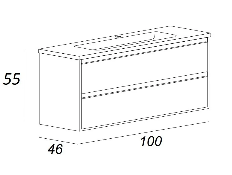 Приобрести cezares тумба подвесная с раковиной glass 100х57см, белый