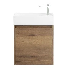 BelBagno Тумба с раковиной KRAFT MINI 50 см, подвесная Rovere Tabacco правосторонняя, белая раковина