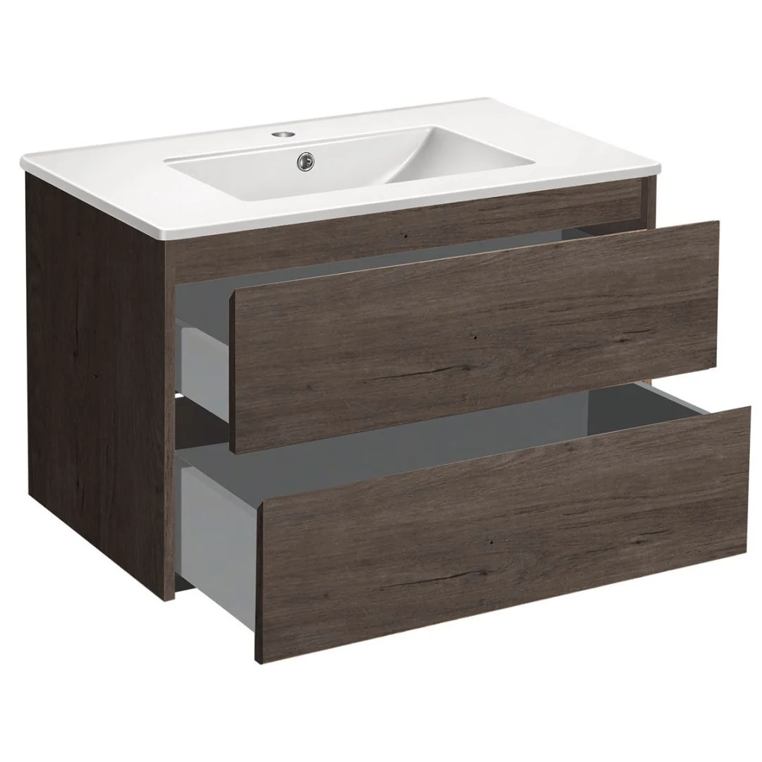 Приобрести vincea тумба подвесная gio 80 см, дуб темный с белой раковиной vmc-2g800ro;vbs-13980