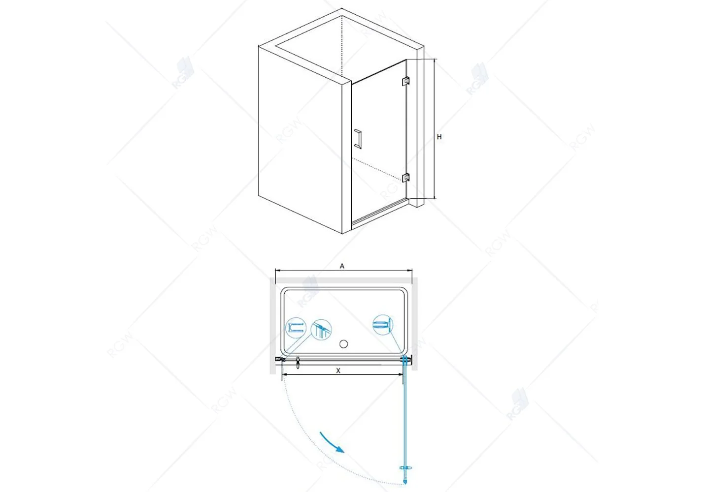 Приобрести душевая дверь rgw ho-011 b 70 см, прозрачное, 350601107-14
