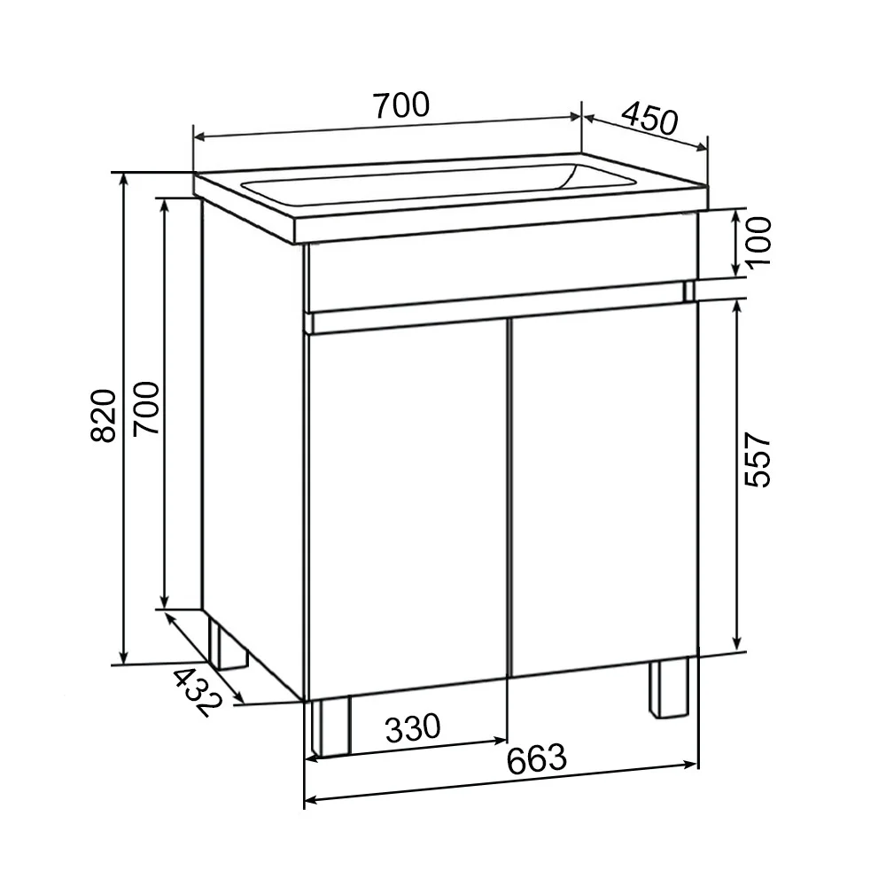 Приобрести aqua de marco тумба напольная с раковиной sydney 70см. 2 двери