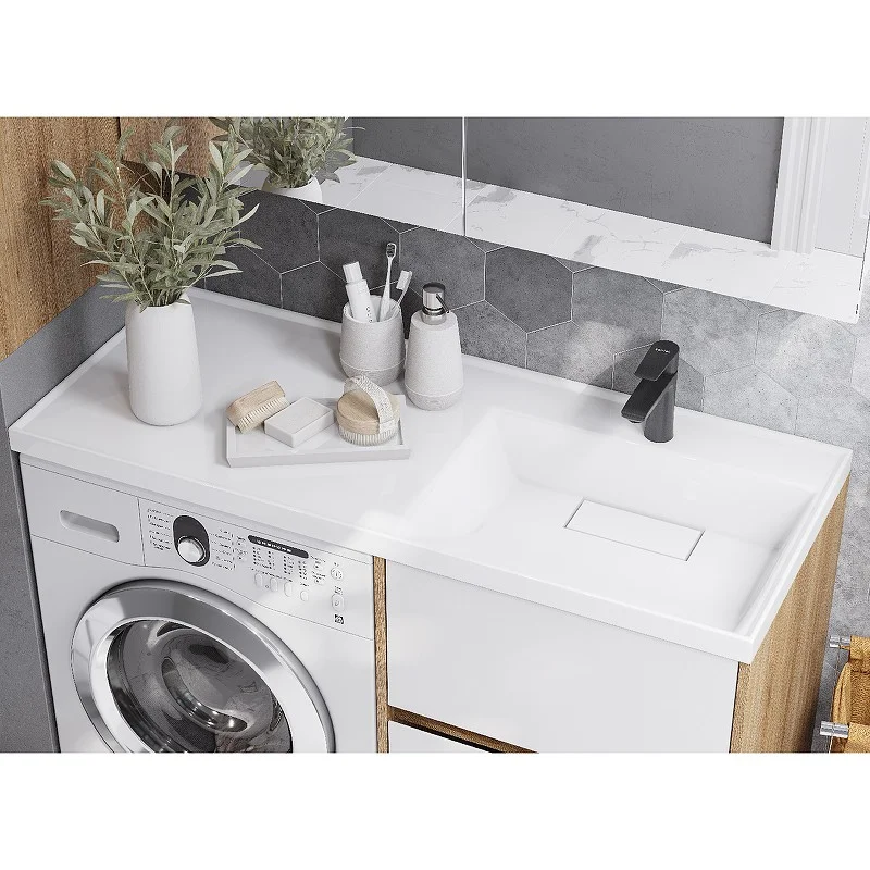 Приобрести тумба напольная с раковиной-столешницей акватон лондри 120 r/l, дуб сантана