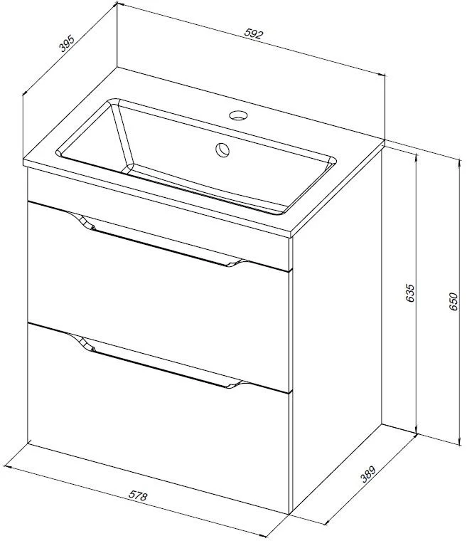 Приобрести aquanet тумба с раковиной практика 60 см, белая матовая (2 ящика)