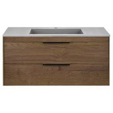 Vincea Тумба подвесная Chiara 100 см, дуб табак с серой раковиной VMC-2C2100TO;VCB-13100G