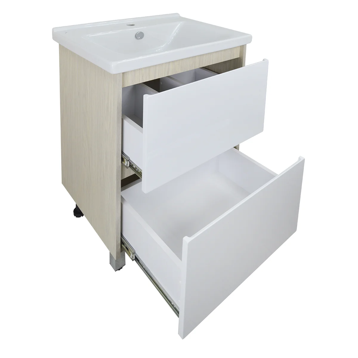 Приобрести loranto тумба напольная с раковиной stella 60/2н 61х74 см, белая/дуб дымчатый (cs00083055)