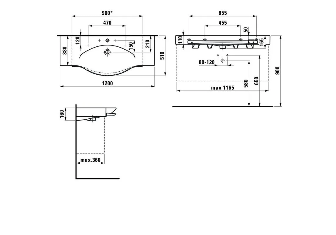 Приобрести раковина столешница laufen palace 120 см 8.1270.4.000.104.1