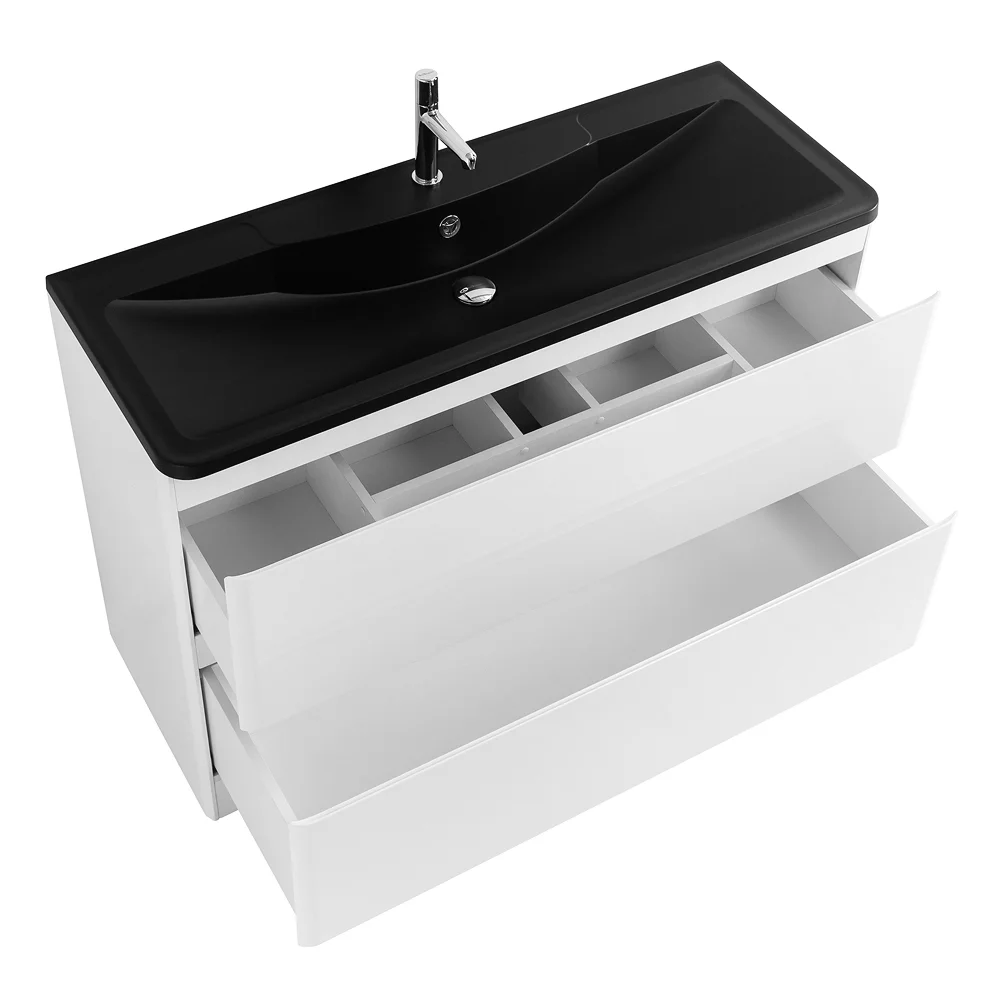 Приобрести belbagno тумба с раковиной albano 120 см, напольная bianco lucido, чёрная раковина