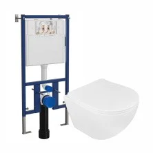 LORANTO Инсталляция + Унитаз подвесной ESTER 360х485х320 с системой смыва Tornado, в комплекте с быстросъемным сиденьем микролифт, дюропласт (4501+87265)