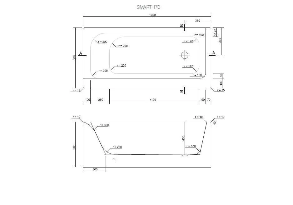 Приобрести акриловая ванна cersanit smart r 170x80 см правая