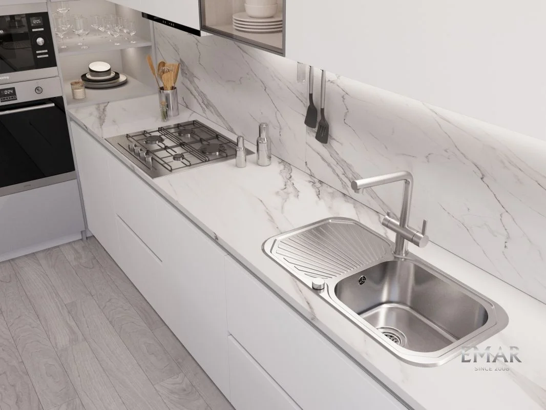 Приобрести oulin кухонная мойка 79х43 см, сатин oulin ol-307