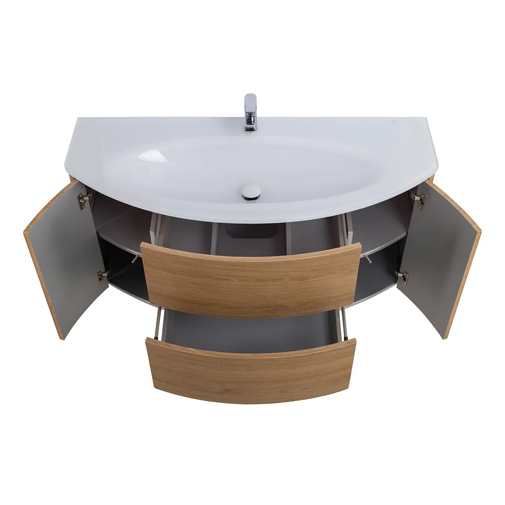 Приобрести cezares тумба подвесная с раковиной eden 121 см rovere tabacco, стекло, дерево 54842