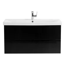 BelBagno Тумба с раковиной MARINO-CER 100 см, подвесная Nero Lucido, белая раковина
