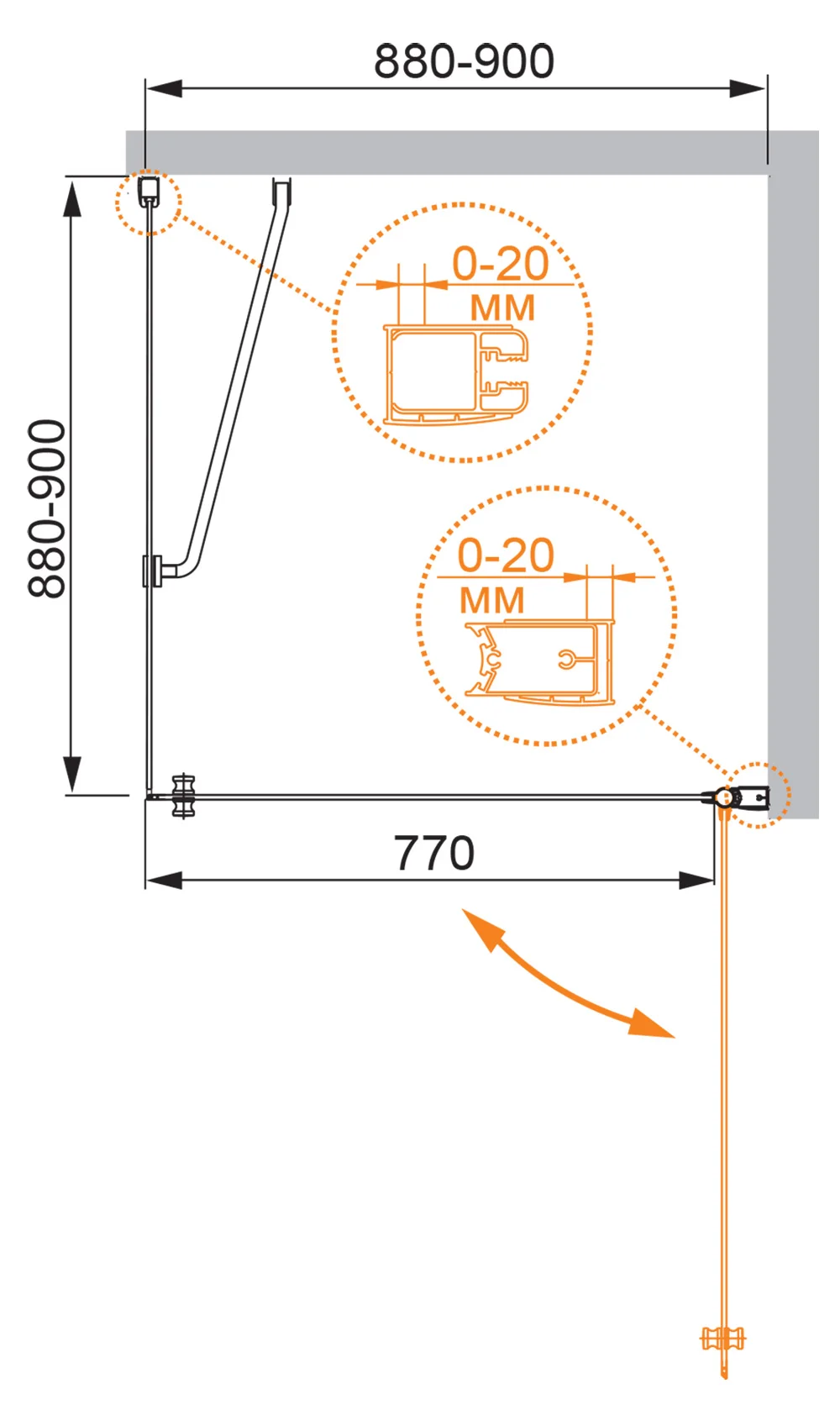 Приобрести cezares душевое ограждение elena 90х90 см, хром elena-w-a-1-90-p-cr-l