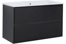 Aquanet Тумба с раковиной Милан 105 см, см, черный глянец
