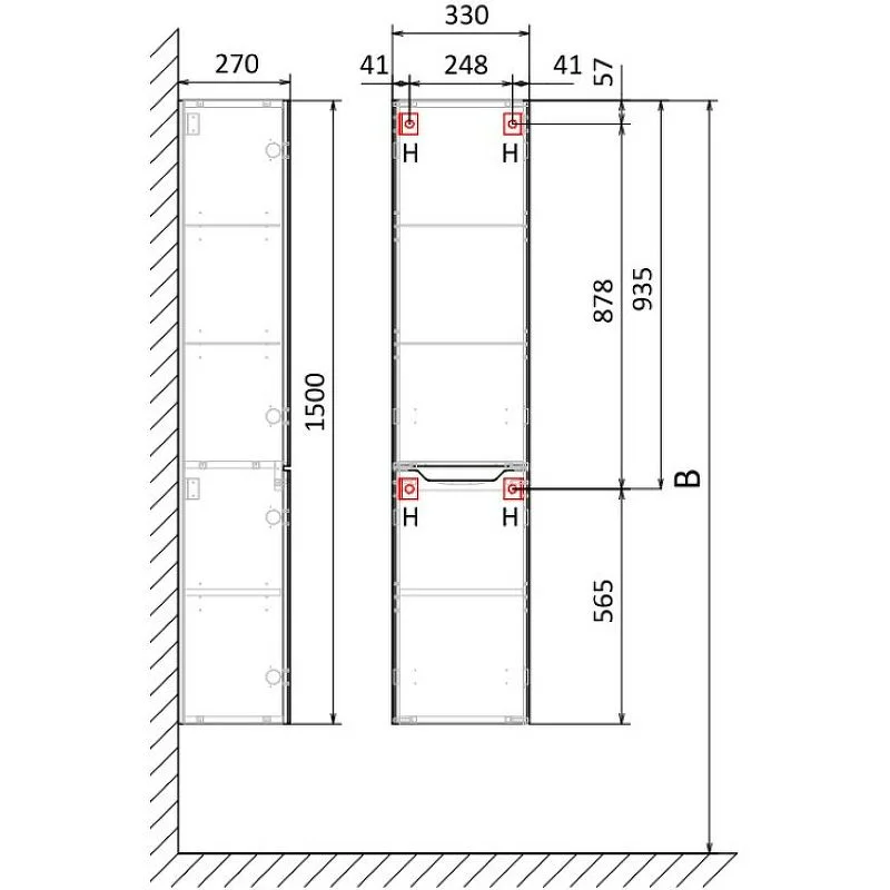 Приобрести jorno пенал подвесной slide 33 см, антрацит
