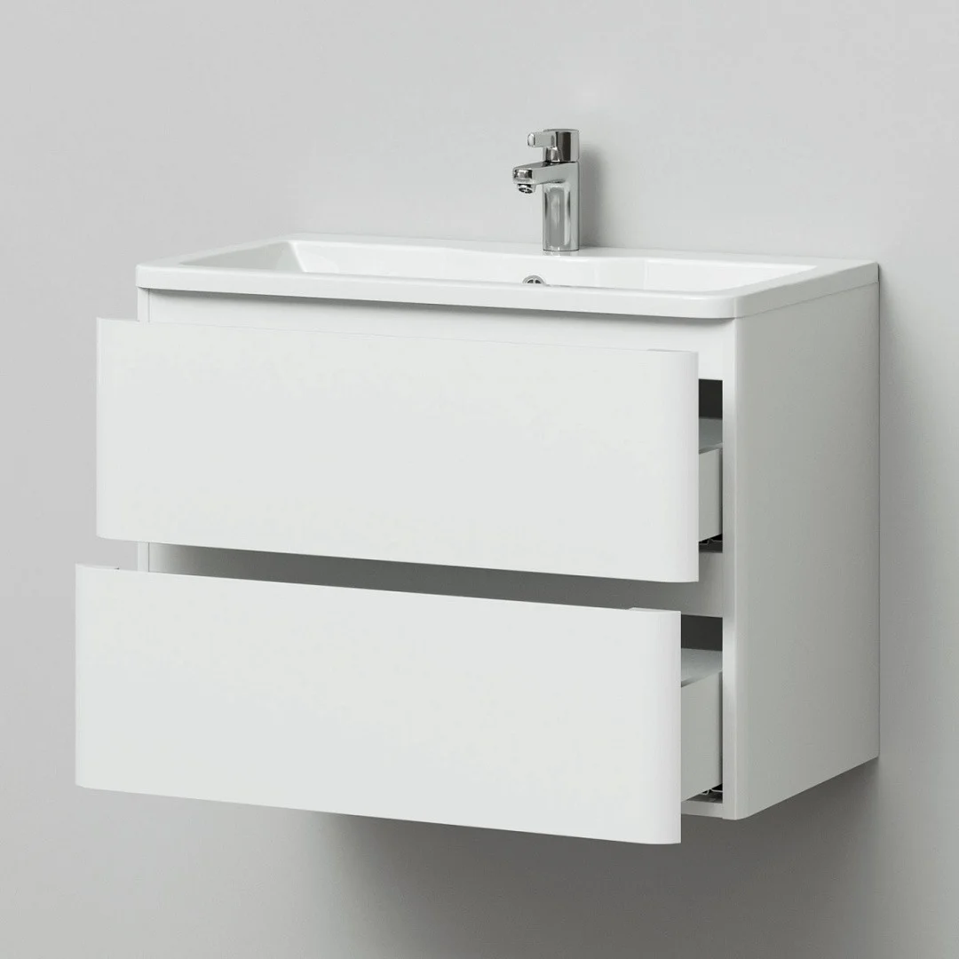 Приобрести тумба подвесная итана roberto 80 с раковиной adel 80, белый глянец