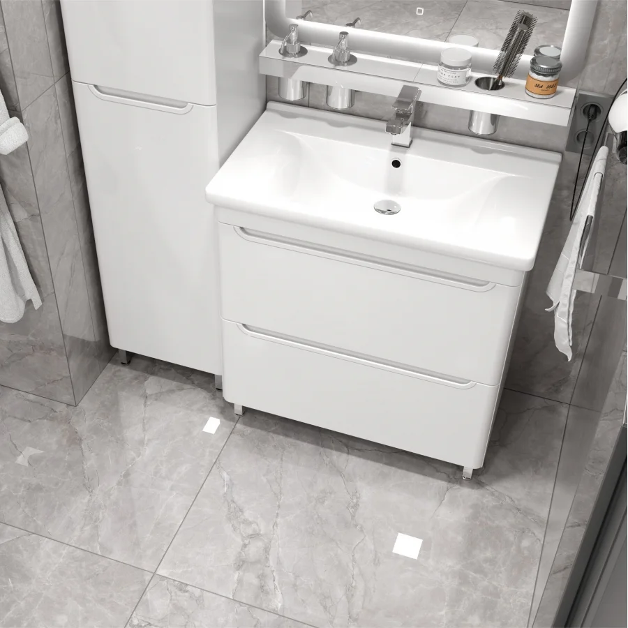 Приобрести mirsant тумба напольная сити 80 см с раковиной миранда-80, белая ут000080938