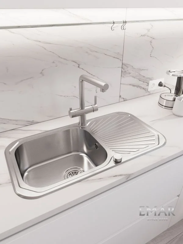 Приобрести oulin кухонная мойка 79х43 см, сатин oulin ol-307