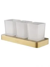 Три стакана для зубных щеток с держателем WONZON & WOGHAND LOTTE, Брашированное золото (WW-8338-BG)